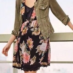 Anthropologie Maeve Black Floral Dress